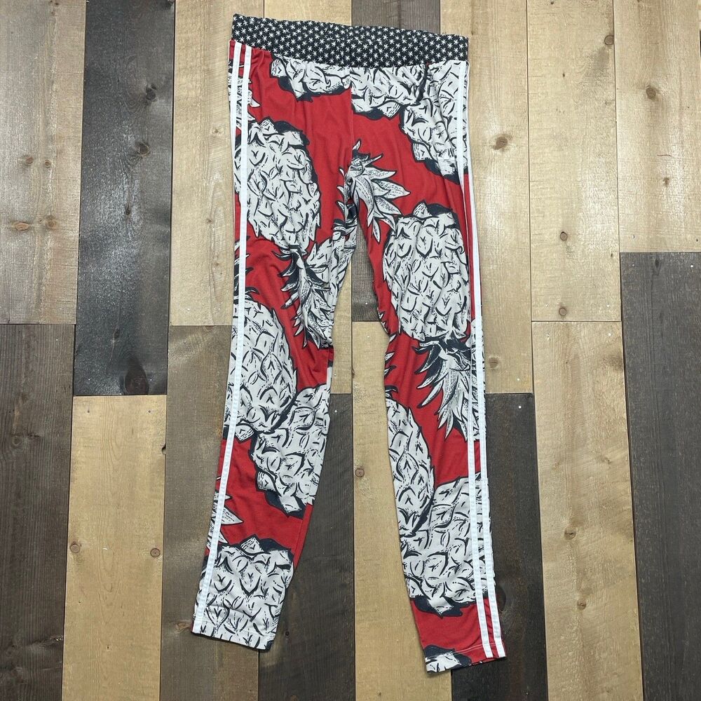 Adidas Farm Rio Women's LARGE Tropical Pineapple Leggings Casual Pant Red